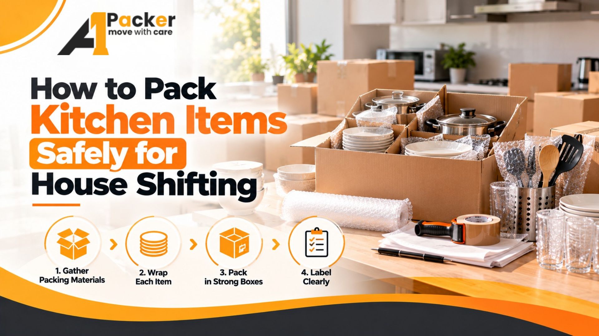 How to Pack Kitchen Items Safely for House Shifting