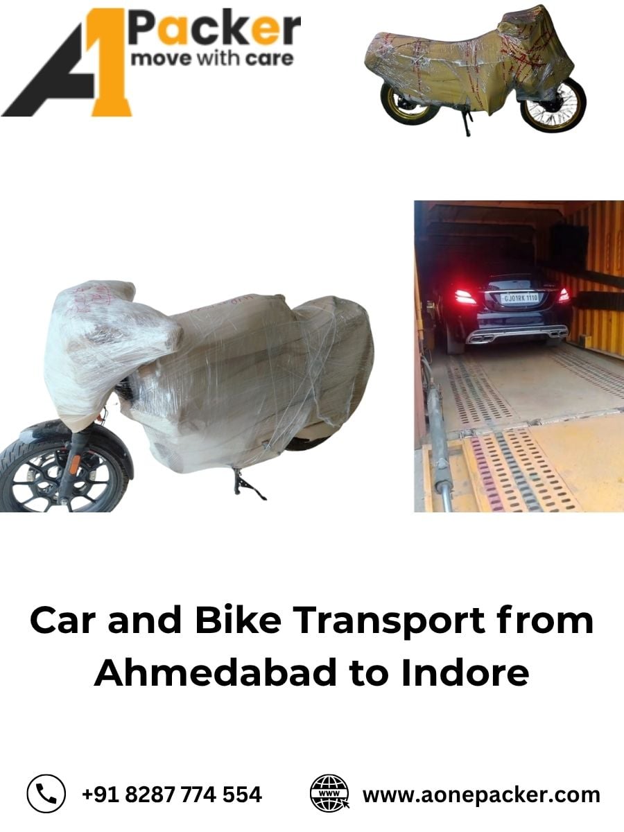 Car Transport Services from Ahmedabad to Indore Aone Packer