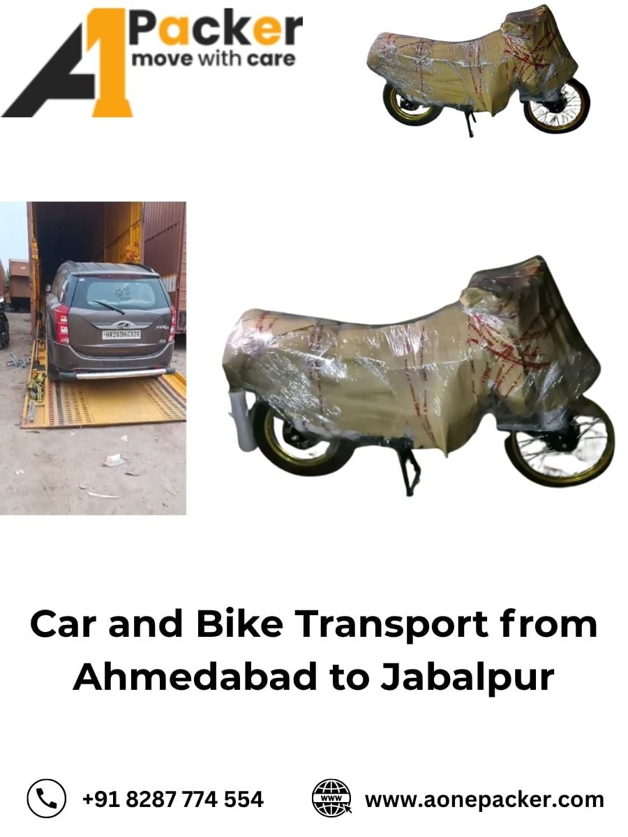 Car Transport Services from Ahmedabad to Jabalpur Aone Packer