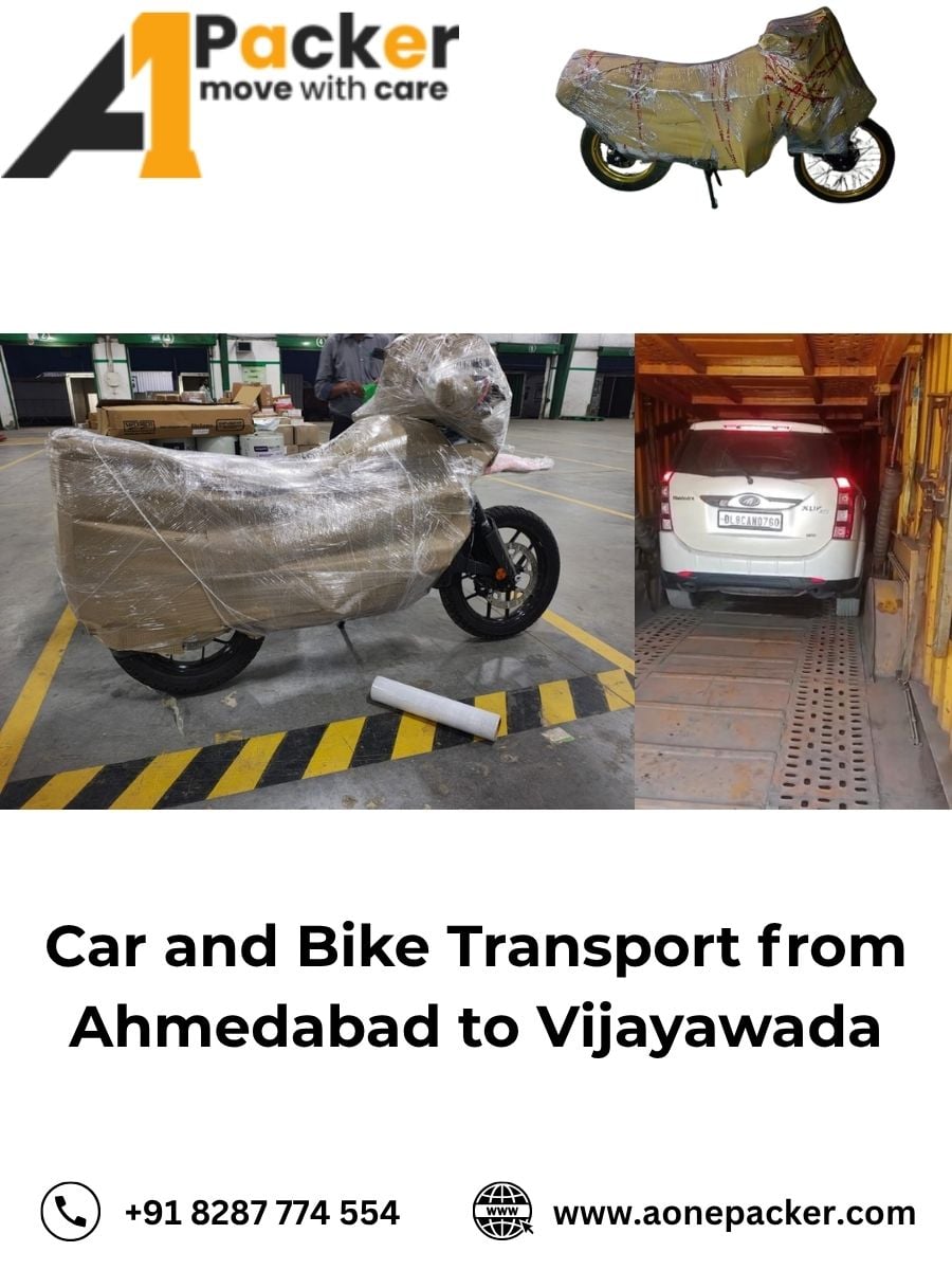 Car Transport Services from Ahmedabad to Vijayawada Aone Packer