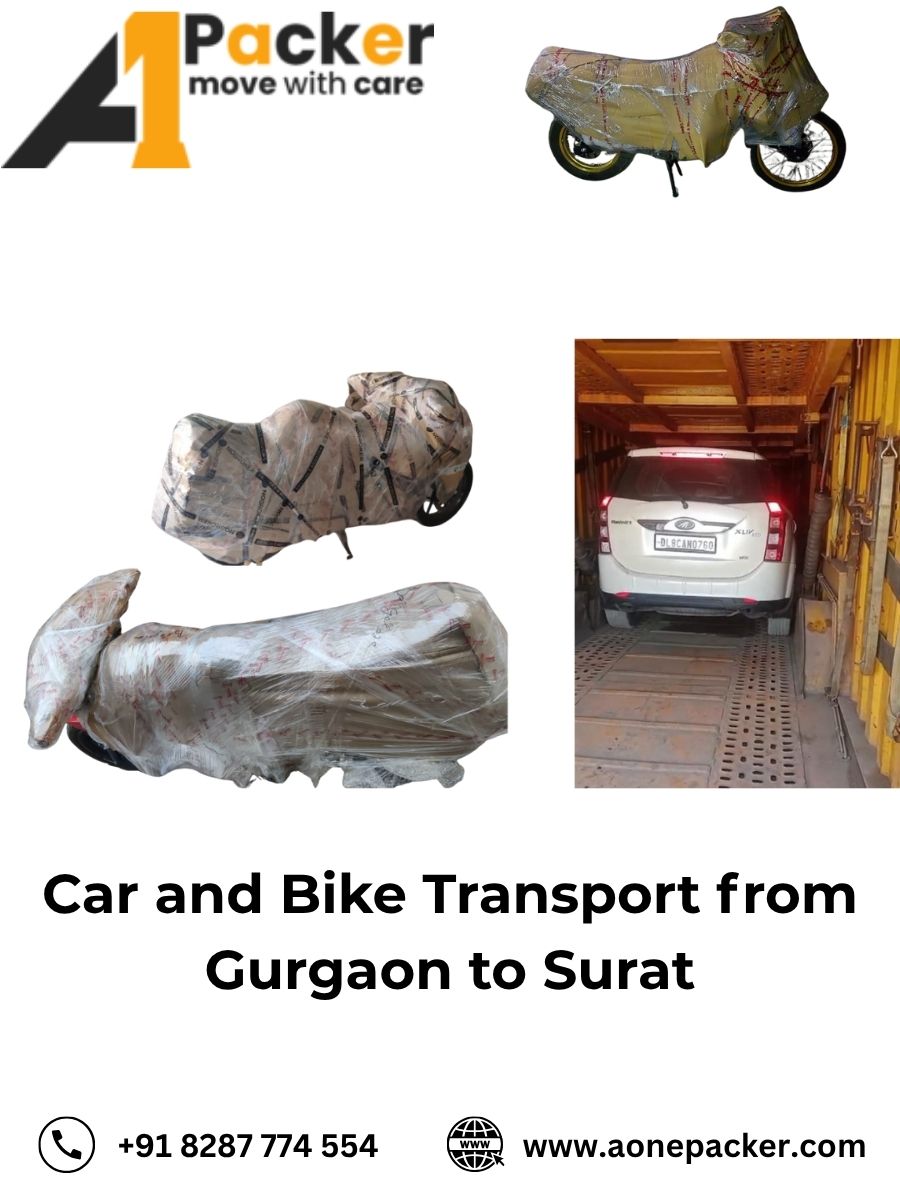 Car Transport Services from Gurgaon to Surat Aone Packer