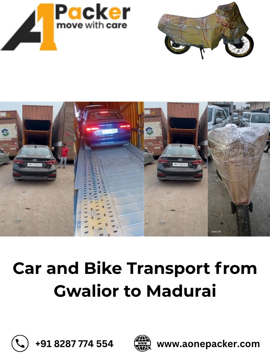 Car and Bike Transport from Gwalior to Madurai