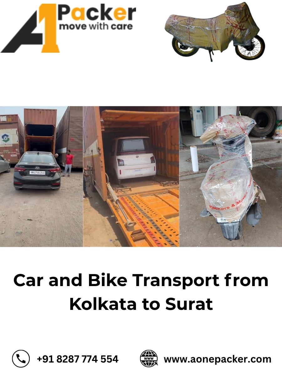 Car and Bike Transport from Kolkata to Surat