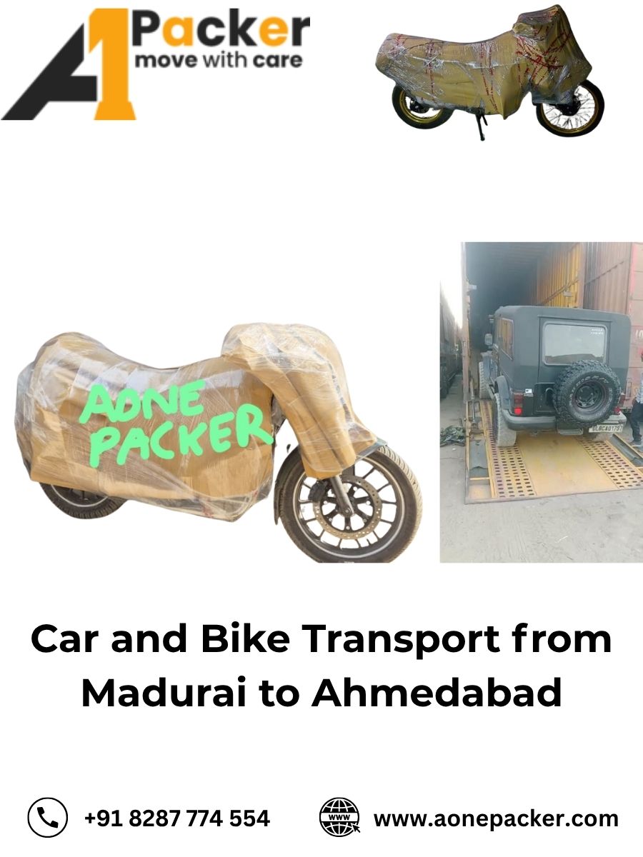 Car and Bike Transport from Madurai to Ahmedabad