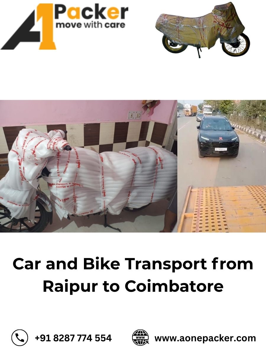Car and Bike Transport from Raipur to Coimbatore