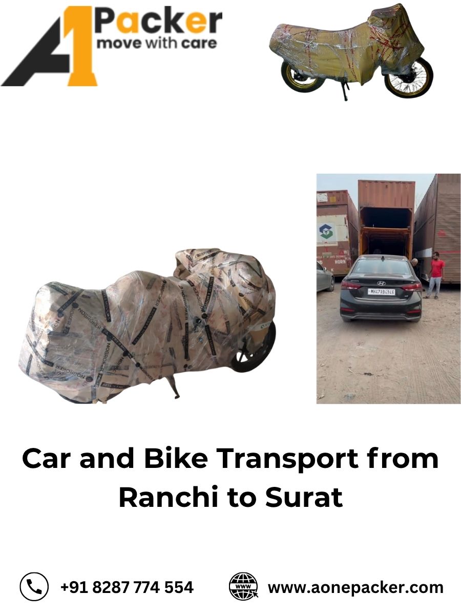 Car and Bike Transport from Ranchi to Surat