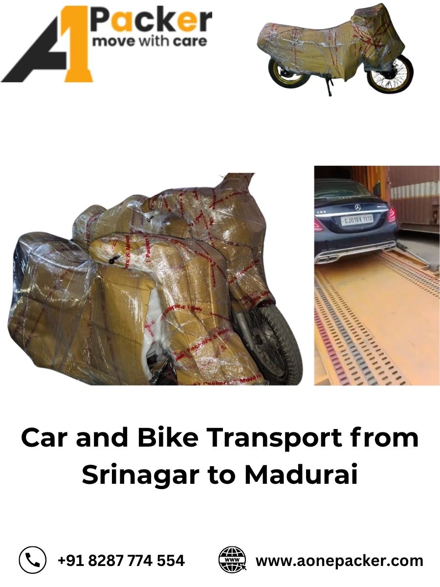 Car and Bike Transport from Srinagar to Madurai