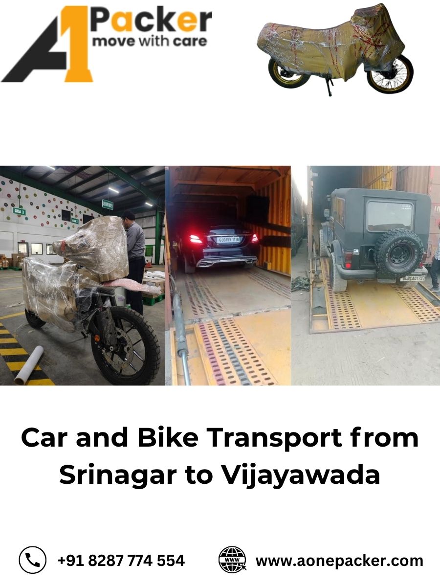 Car and Bike Transport from Srinagar to Vijayawada