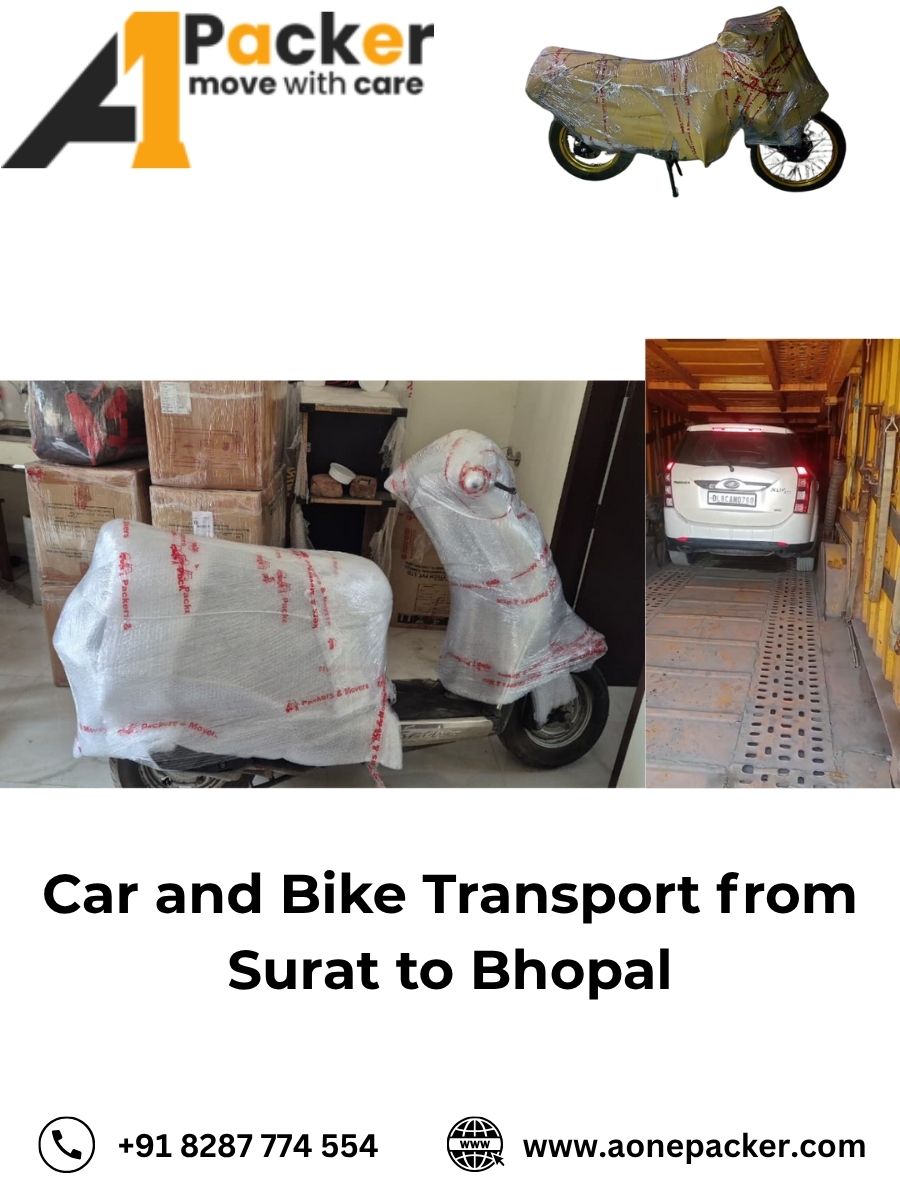 Car and Bike Transport from Surat to Bhopal