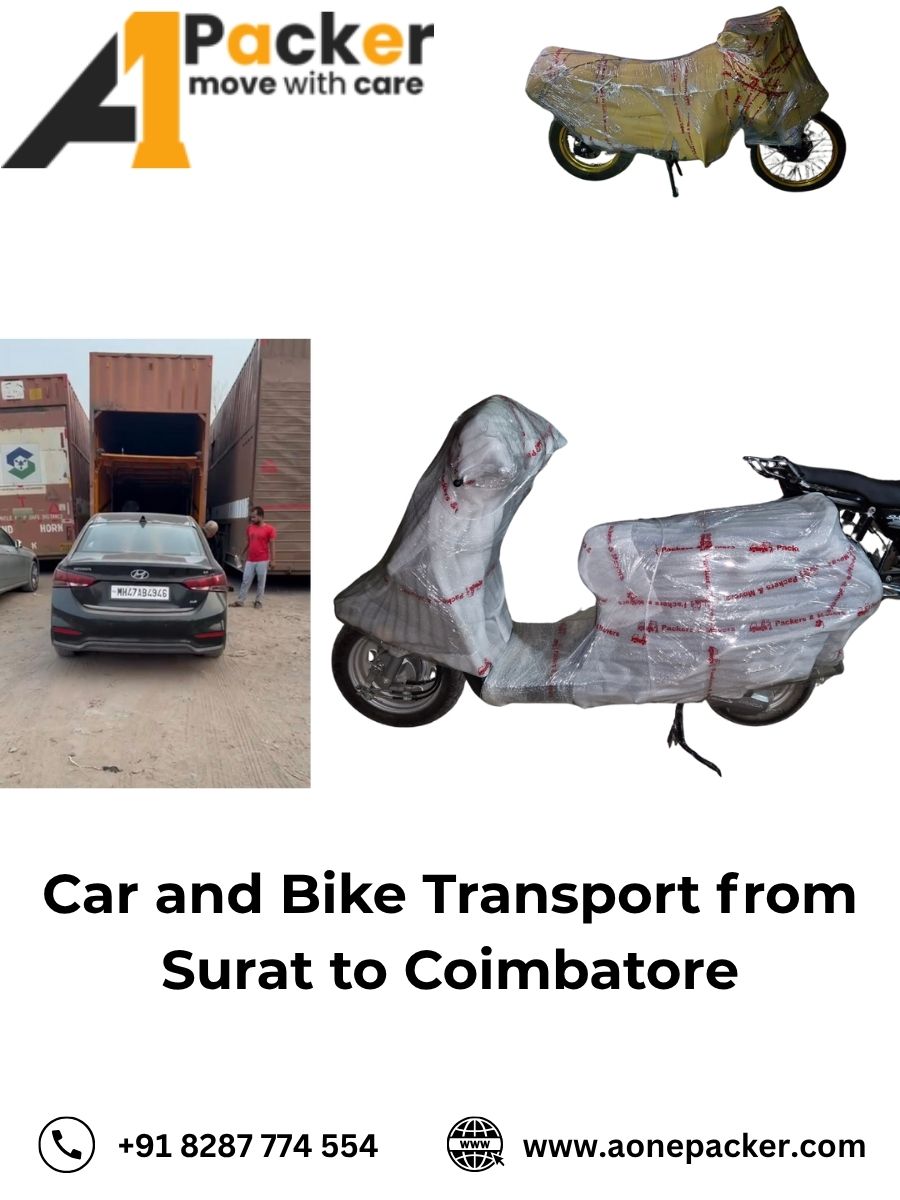 Car and Bike Transport from Surat to Coimbatore