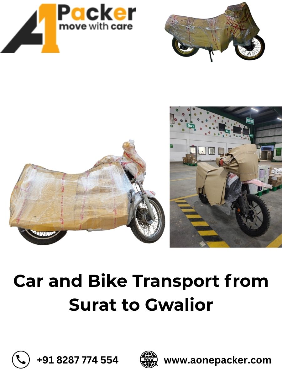 Car Transport Services from Surat to Gwalior Aone Packer