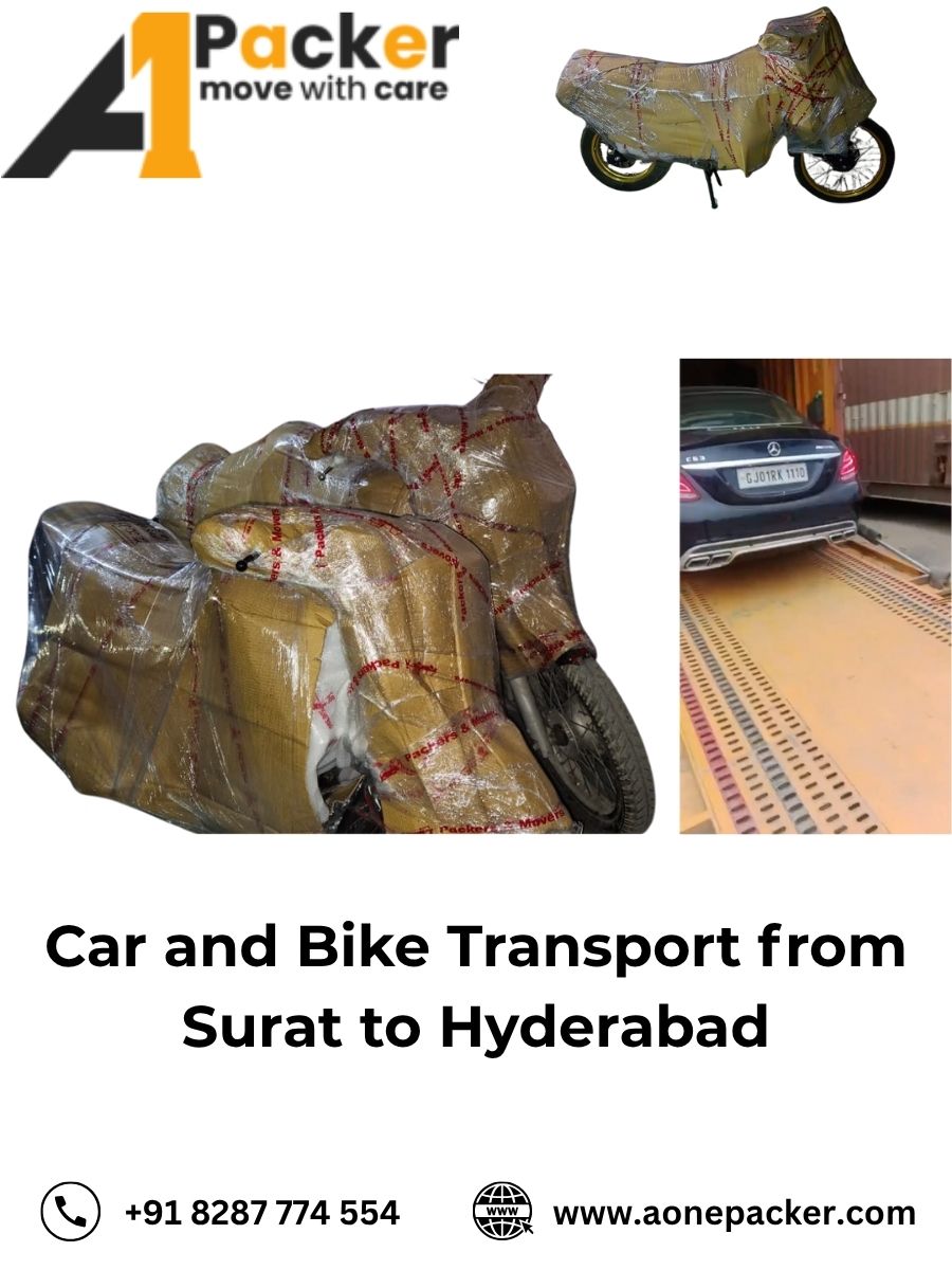 Car and Bike Transport from Surat to Hyderabad