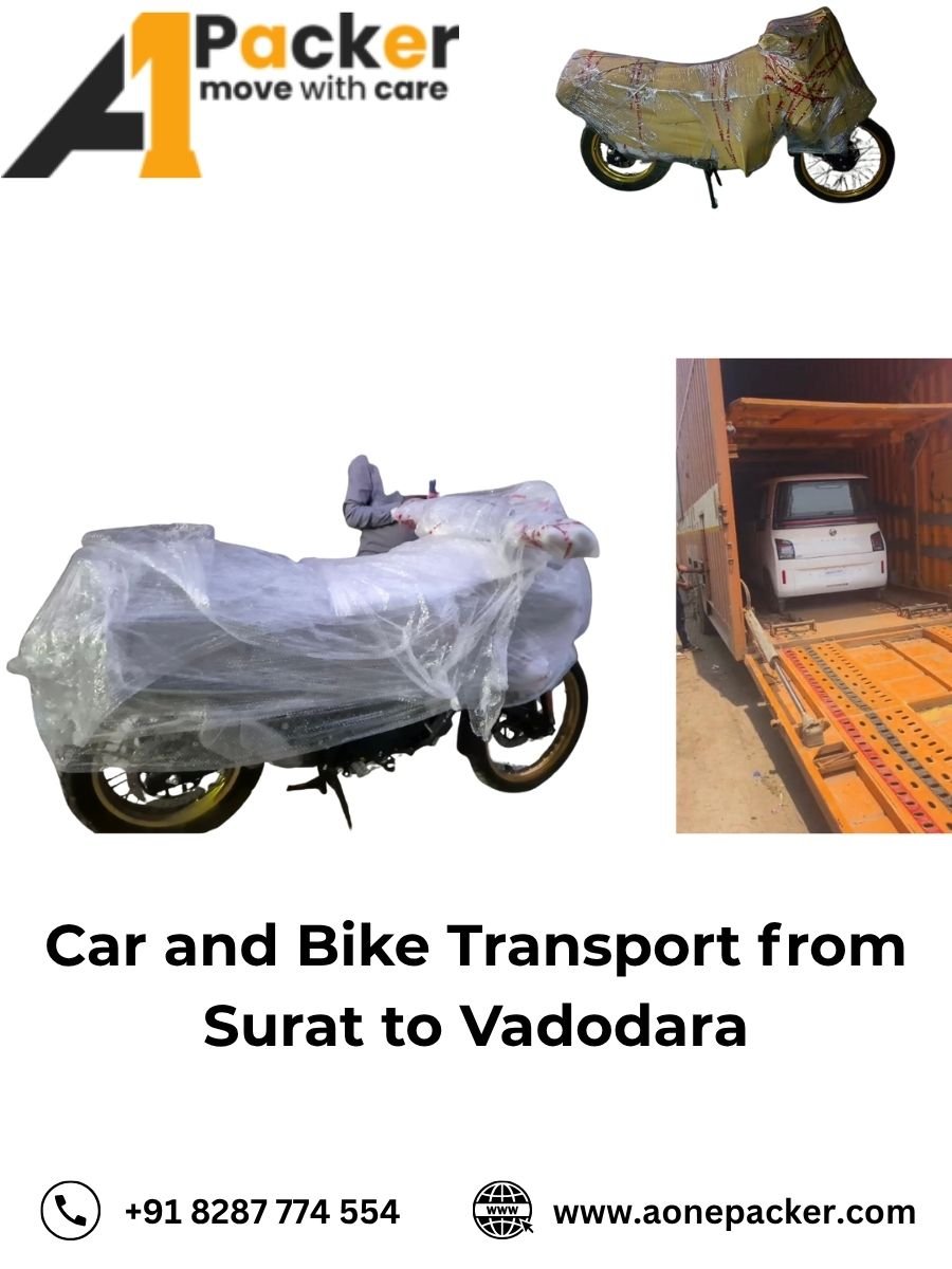 Car Transport Services from Surat to Vadodara Aone Packer